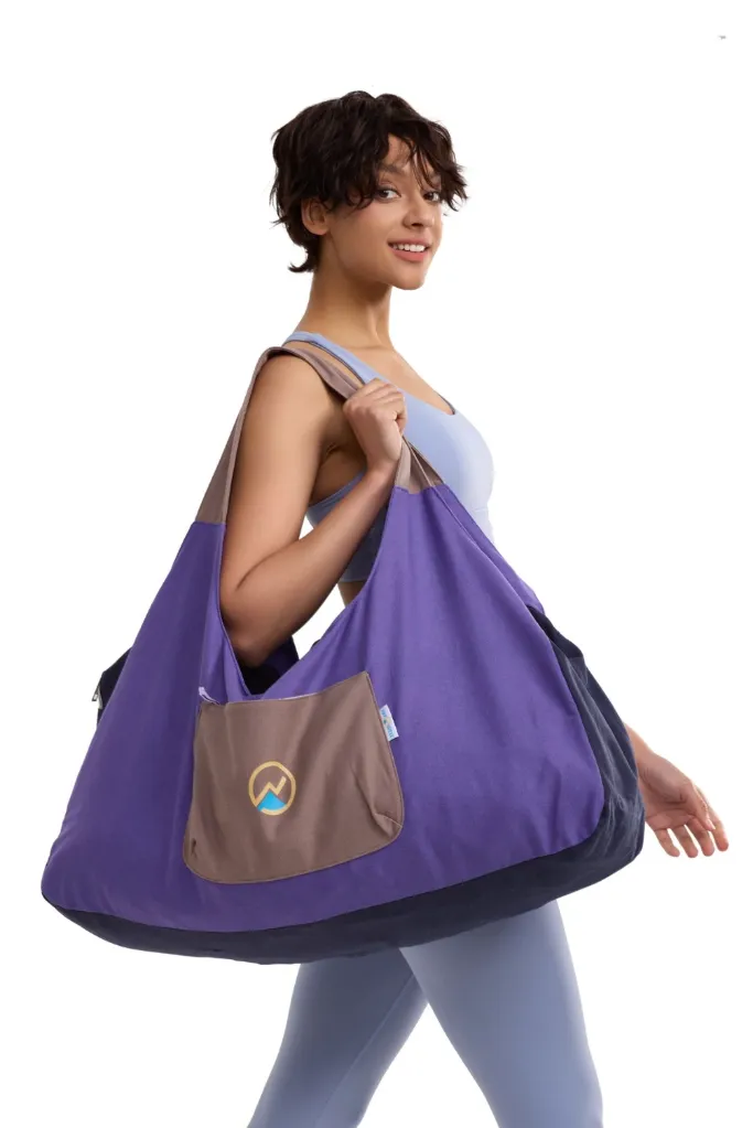XXL Yoga & Pilates Mat Bag, Purple – Twilight Stretch | 12oz Canvas Tote