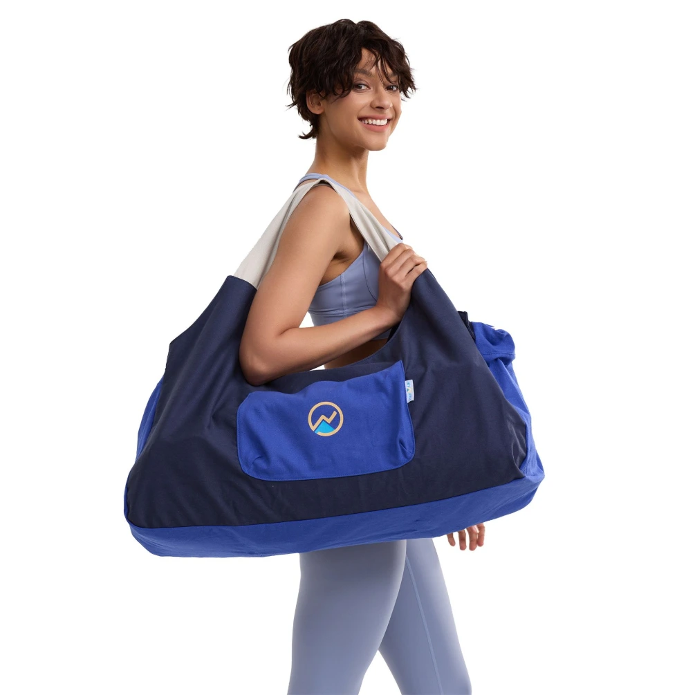 XXL Yoga & Pilates Mat Bag, Navy Blue – Ocean Depths | 12oz Canvas Tote